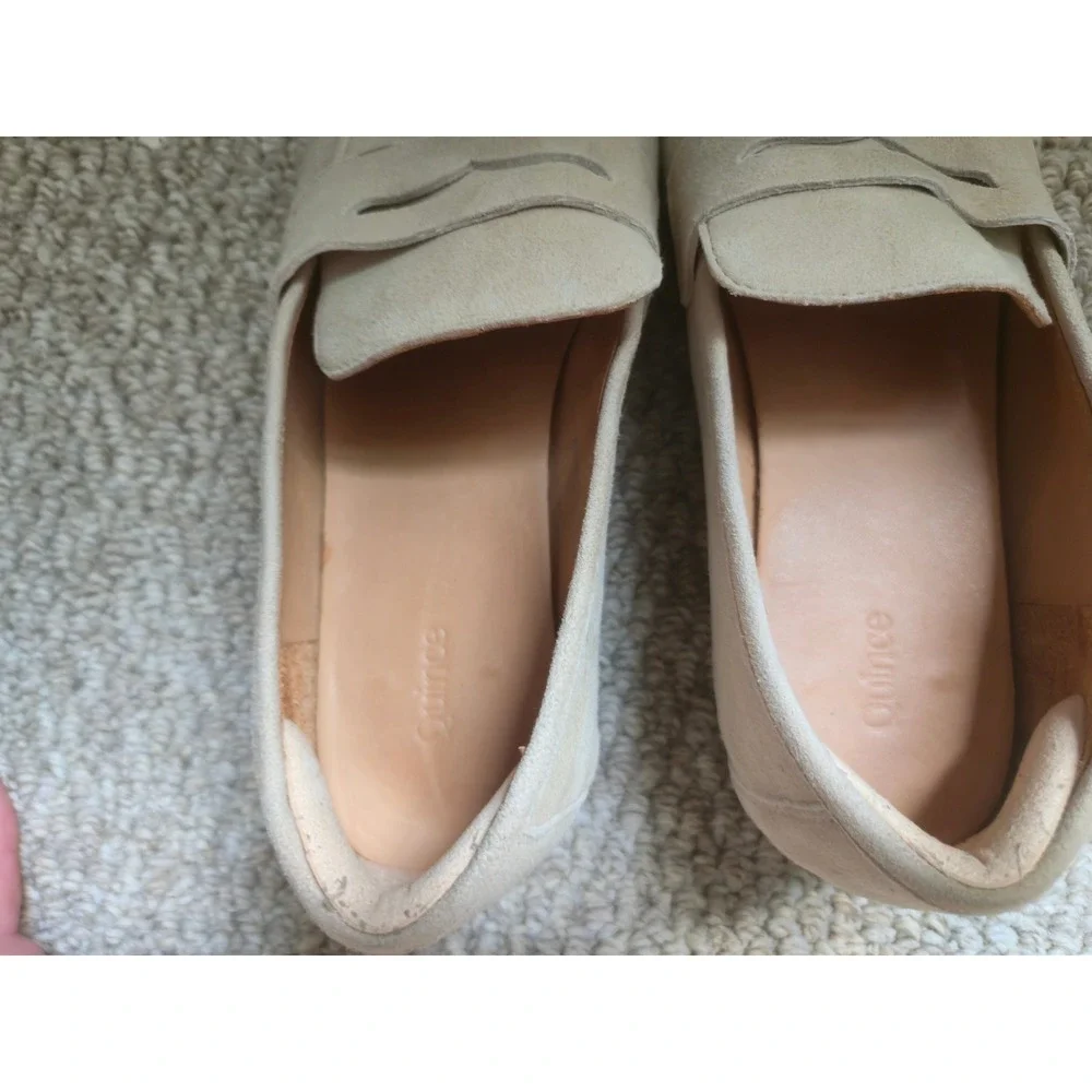 Quince Womens Italian Suede Penny Loafers Almond Tan Flats Size 7.5 EUC